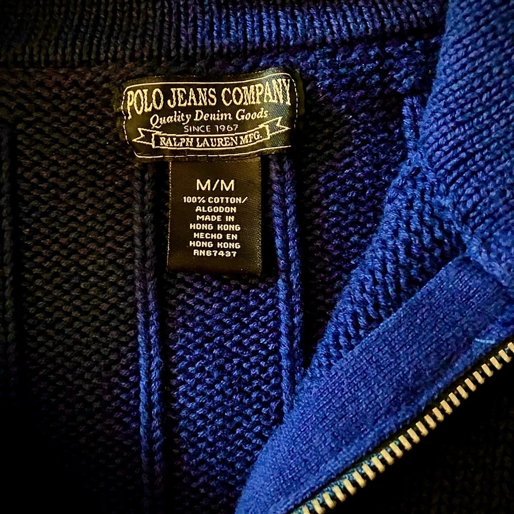 Vtg Polo Jeans Ralph Lauren Men’s 1/4 Zip Sweater Size M - Picture 2 of 7